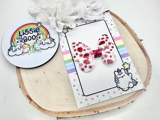 3” strawberry and bows pinch butterfly accessory
