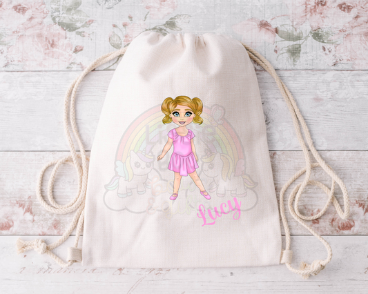 Personalised dancer drawstring bag
