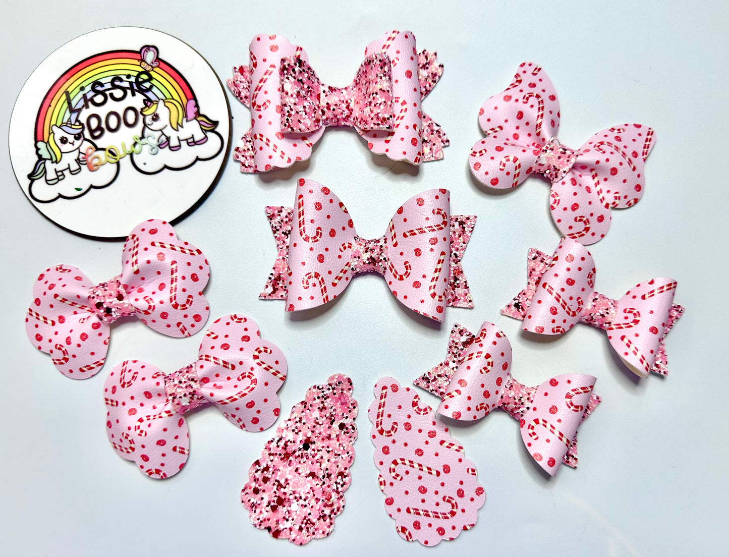 Pink candy cane hair accessories - sold individually