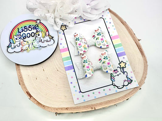 2.5” floral piggytail set