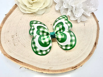 Green Gingham butterfly hair accessories - sold individually