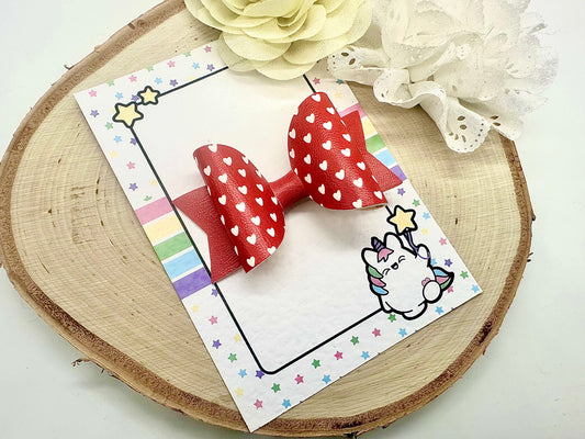 3.5” hearts school hair bow - all colours can be ordered