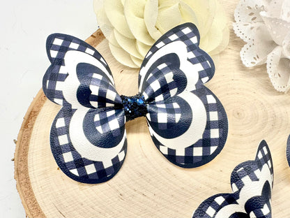 Navy Gingham butterfly hair accessories - sold individually