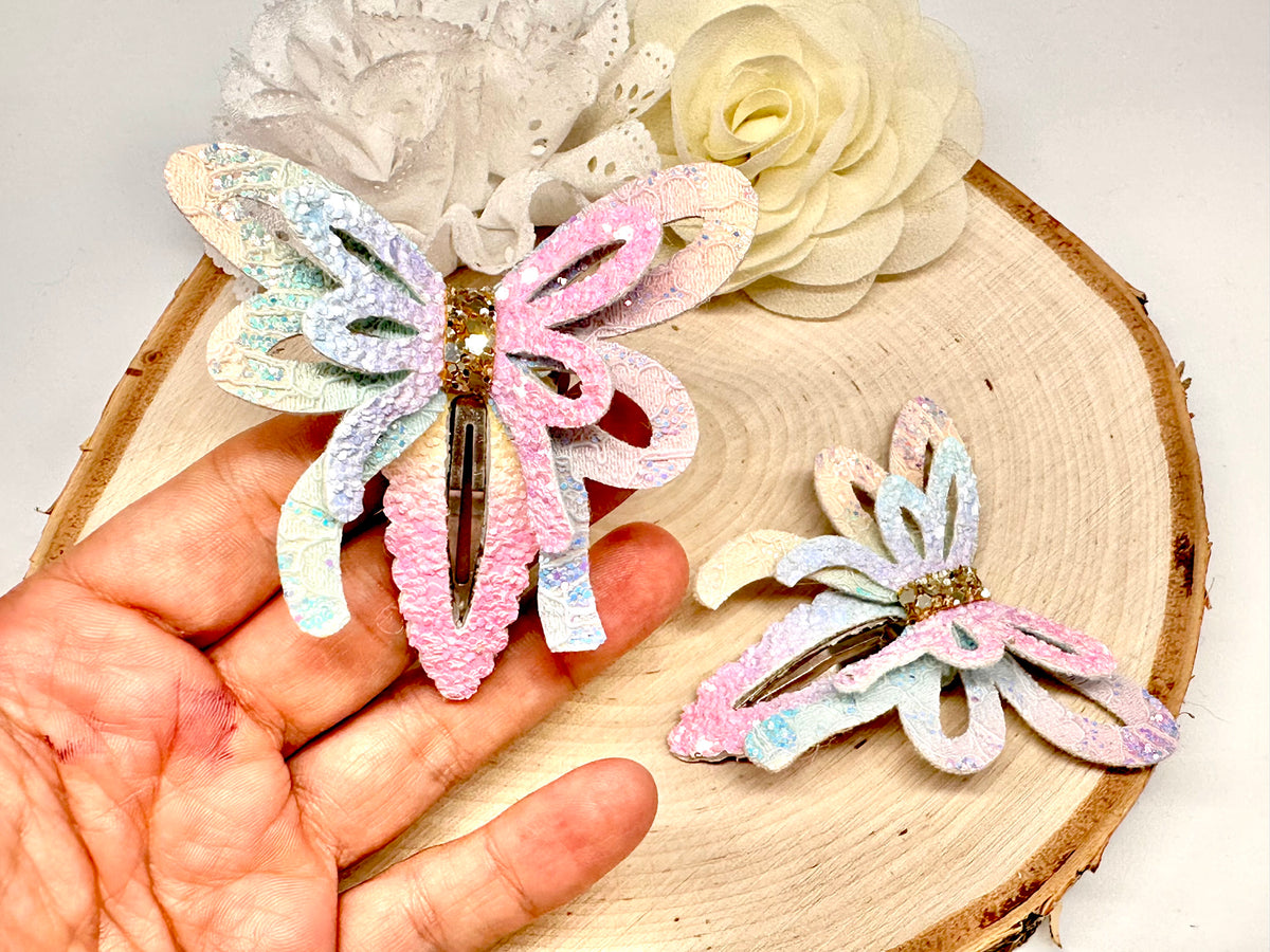 Rainbow lace bow hair clip - one supplied