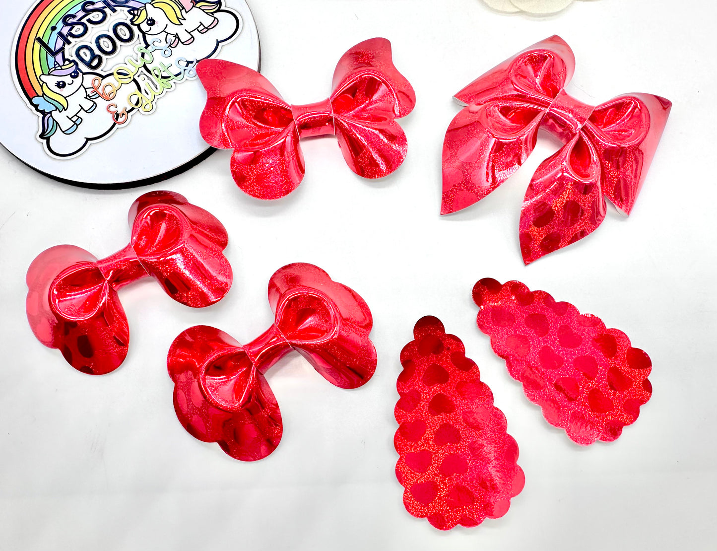 Metallic red hearts hair accessories - sold individually