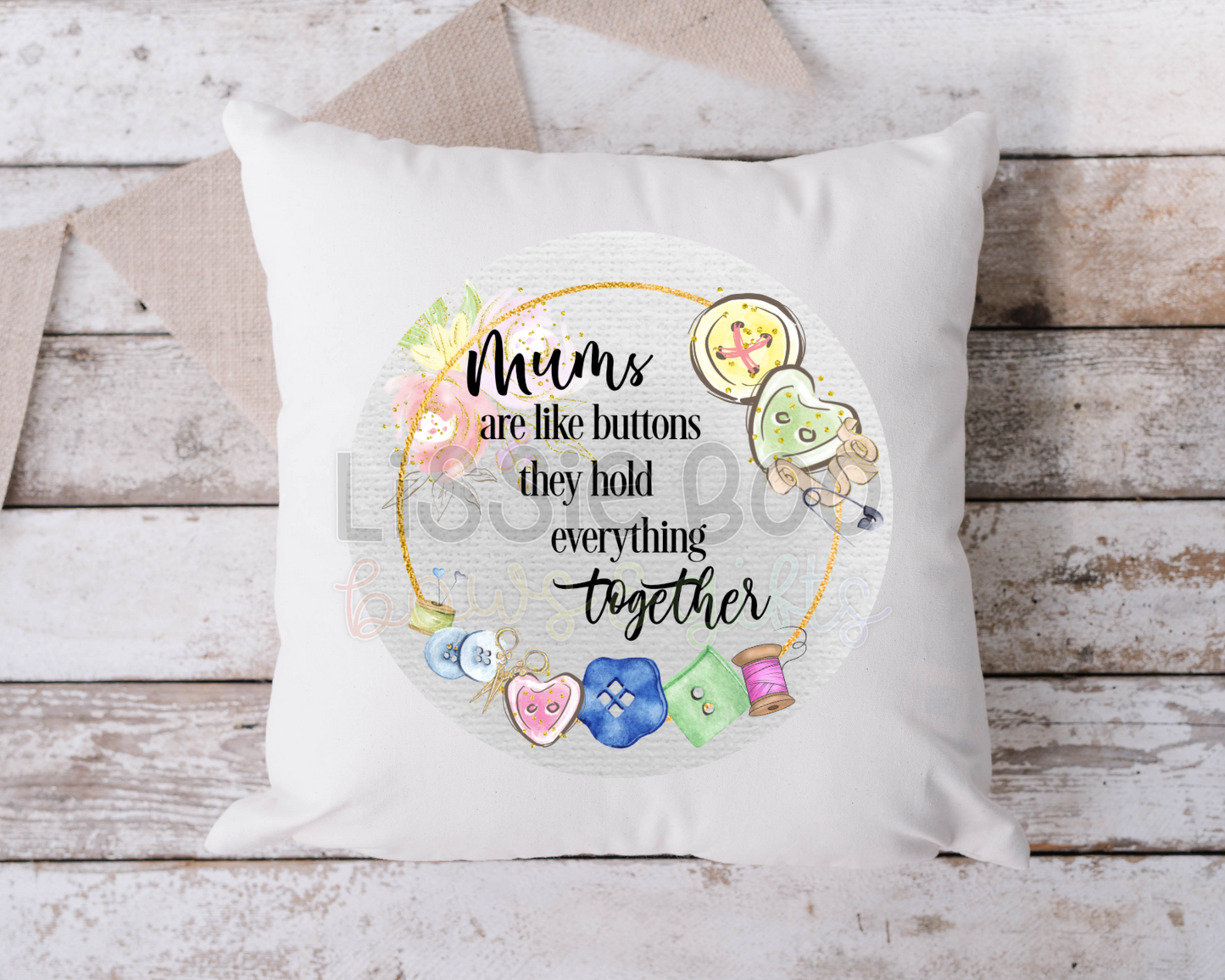 Circle Buttons hold everything together cushion cover - female relation can change.