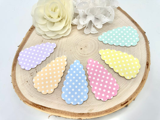 Set of six pastel polka dot hair clips