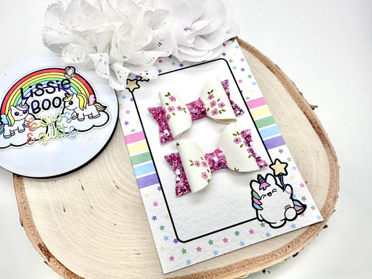2.5” floral piggytail set