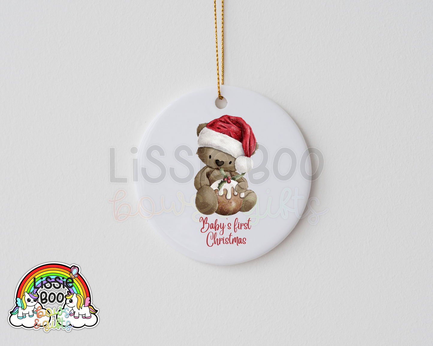 Christmas Pudding Bear Baby’s first Christmas Personalised Christmas decoration