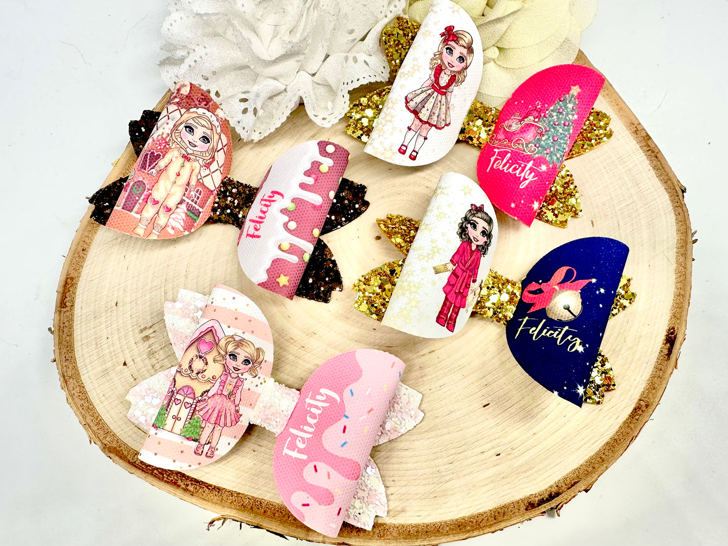 3.5” Christmas personalised rhaya hair bow - sold individually