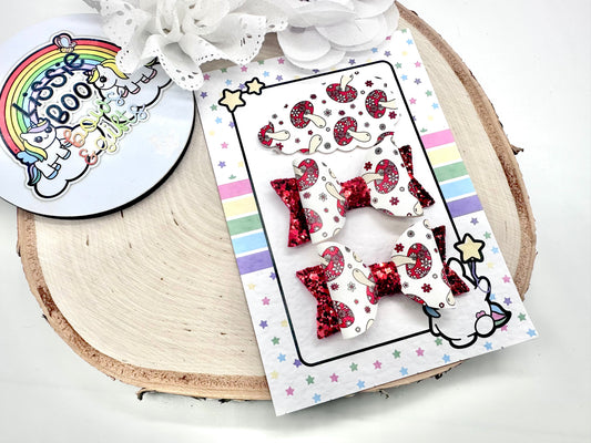 2.5” toadstools piggytail & clip set