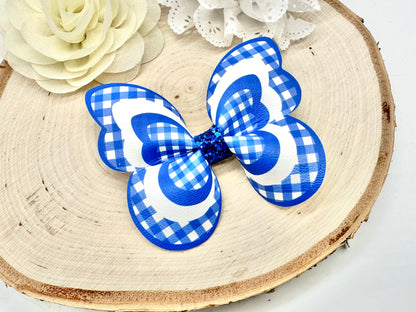 Royal Blue Gingham butterfly hair accessories - sold individually