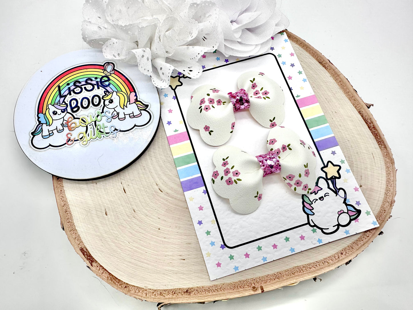 3” floral pinch piggytail set