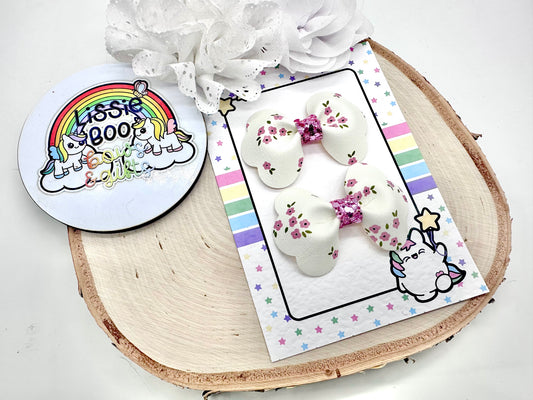3” floral pinch piggytail set