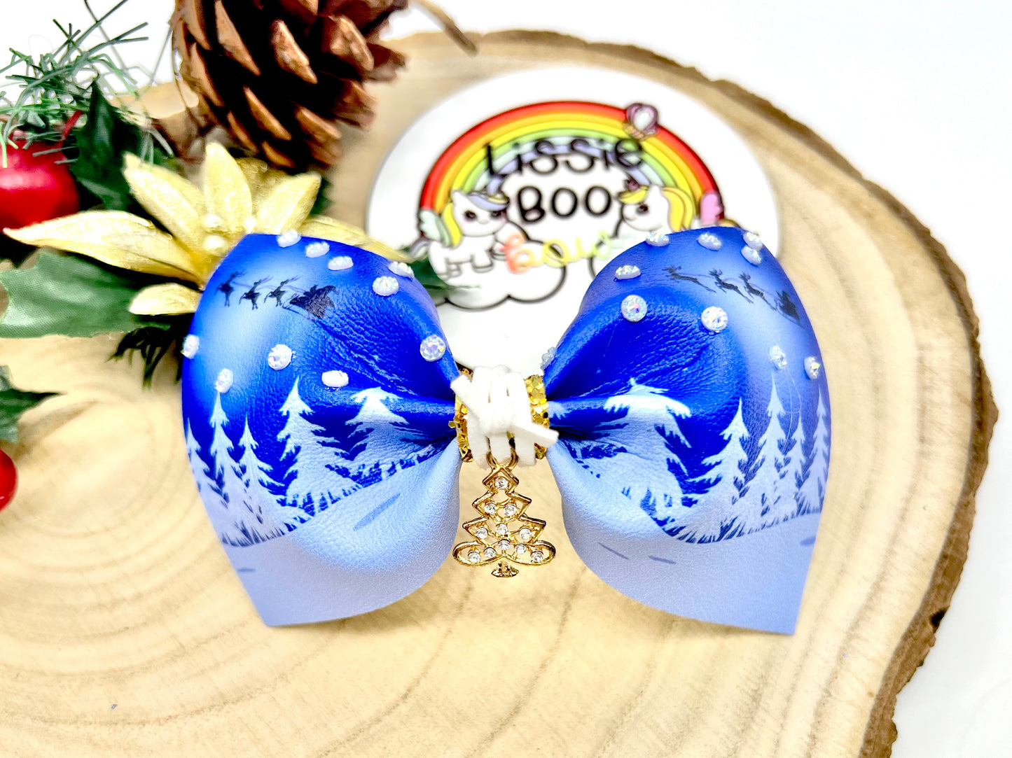 4” Christmas Eve pinch hair bow