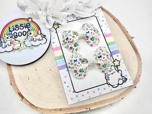 3” floral pinch piggytail set
