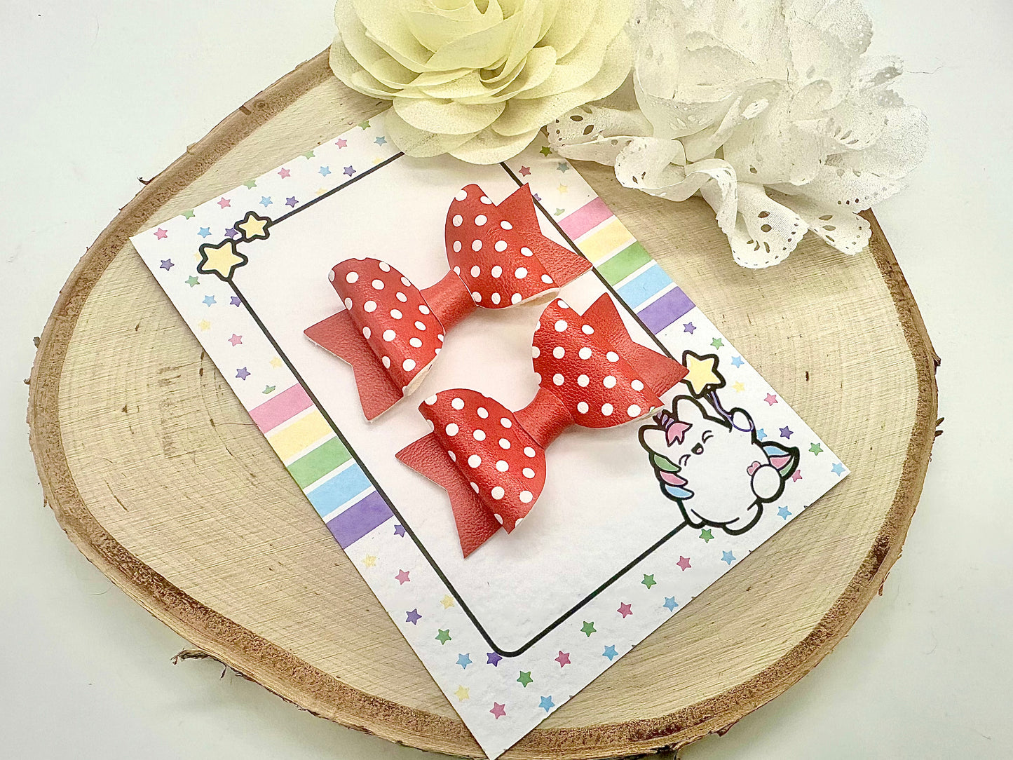 2.5” polka dot school piggytail set - all colours can be ordered