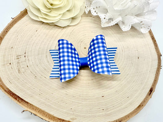 3.5” gingham and stripes school hair bow - all colours can be ordered