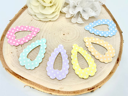 Set of six pastel polka dot hair clips