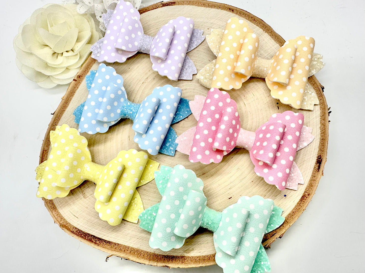 3.5” pastel polka dot rhaya hair bow - sold individually
