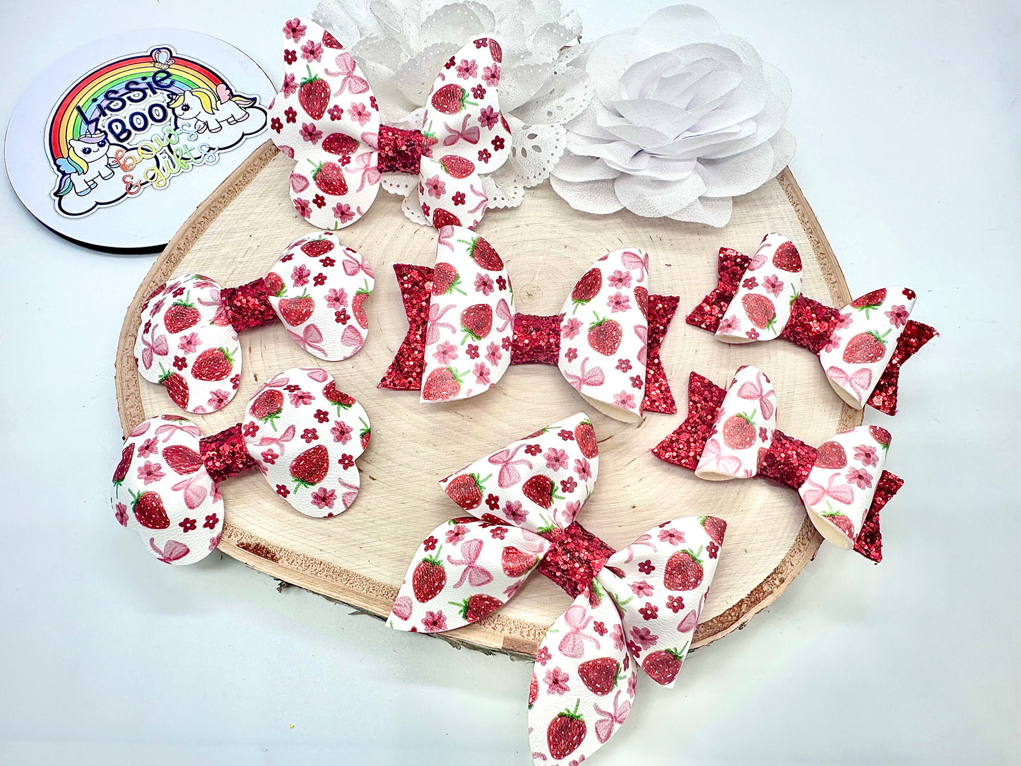 Strawberries and bows hair accessories (sold individually)