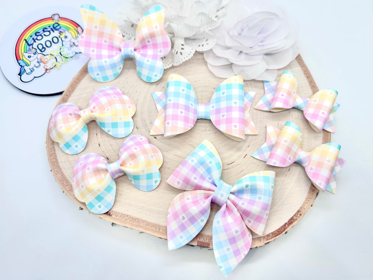 Rainbow checked hair accessories (sold individually)