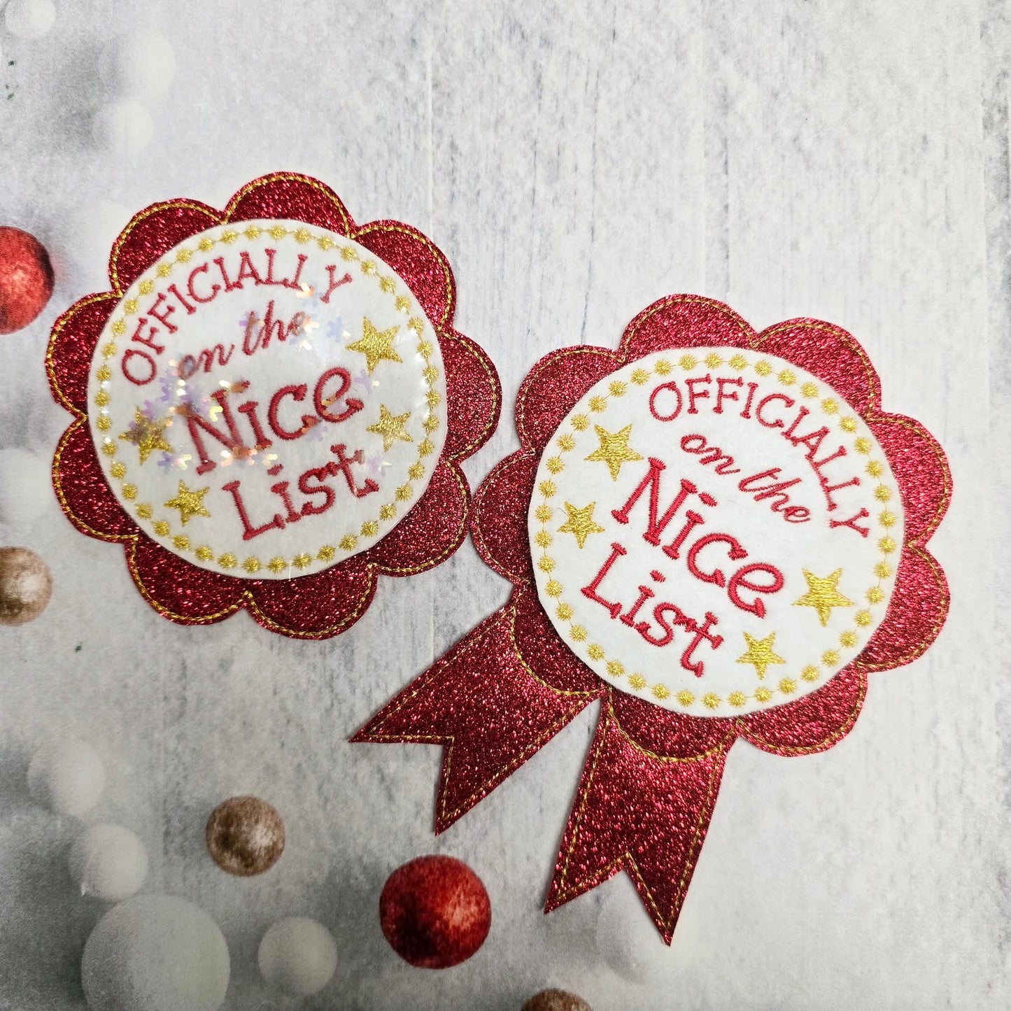 Embroidered nice list badge
