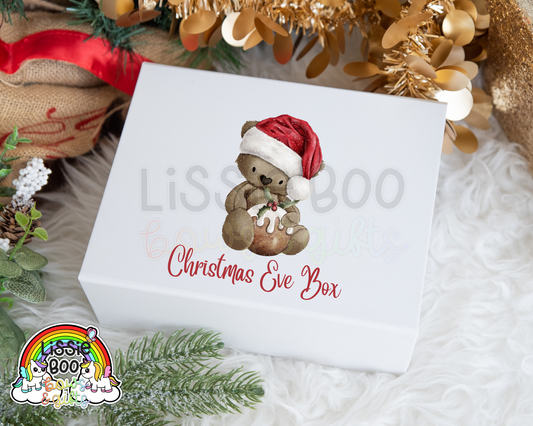 Christmas Pudding Bear Personalised Christmas Eve Box