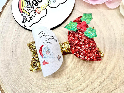 3.5” Christmas Eve hair bow