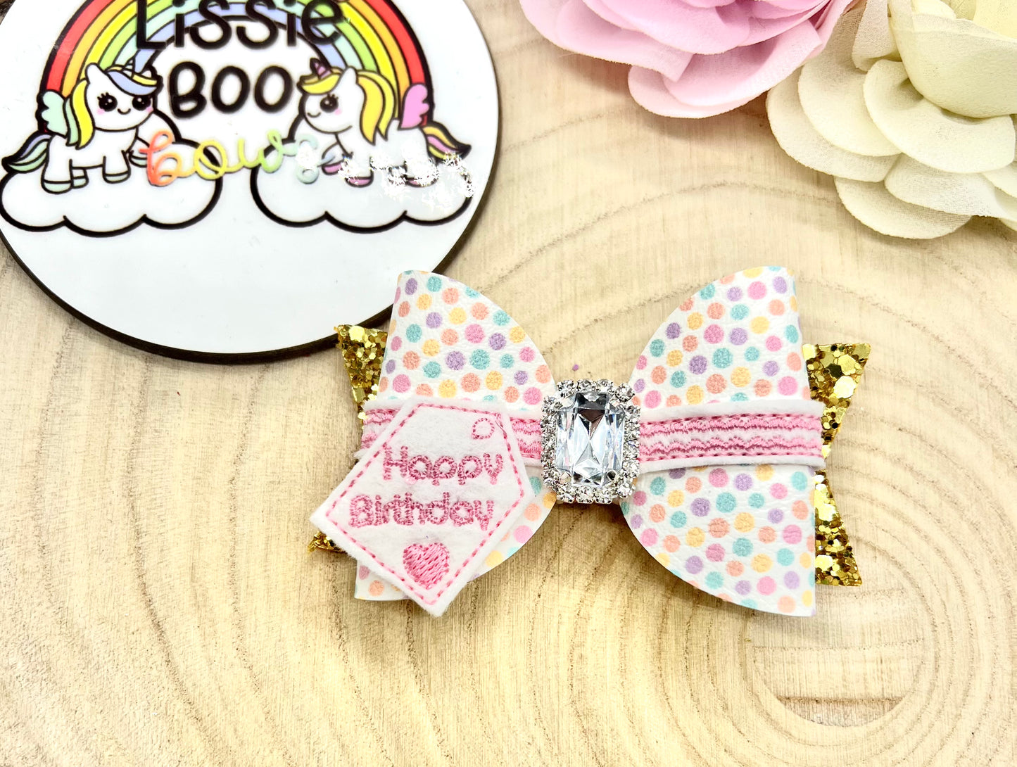 3.5” Birthday feltie hair bow