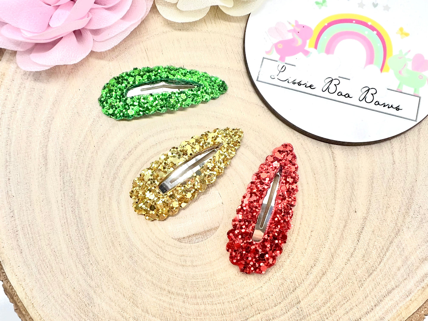 Set of three Christmas hair clips