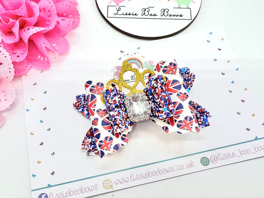 Union Jack hair bow 3.5”