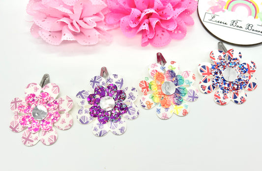 Union Jack flower hair clip