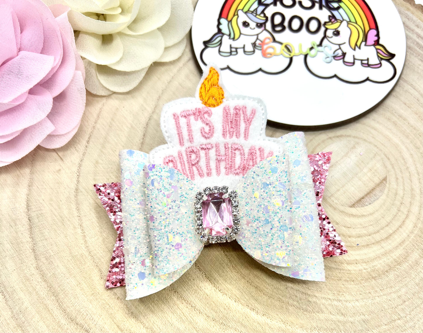 It’s my birthday hair bow 3.5”