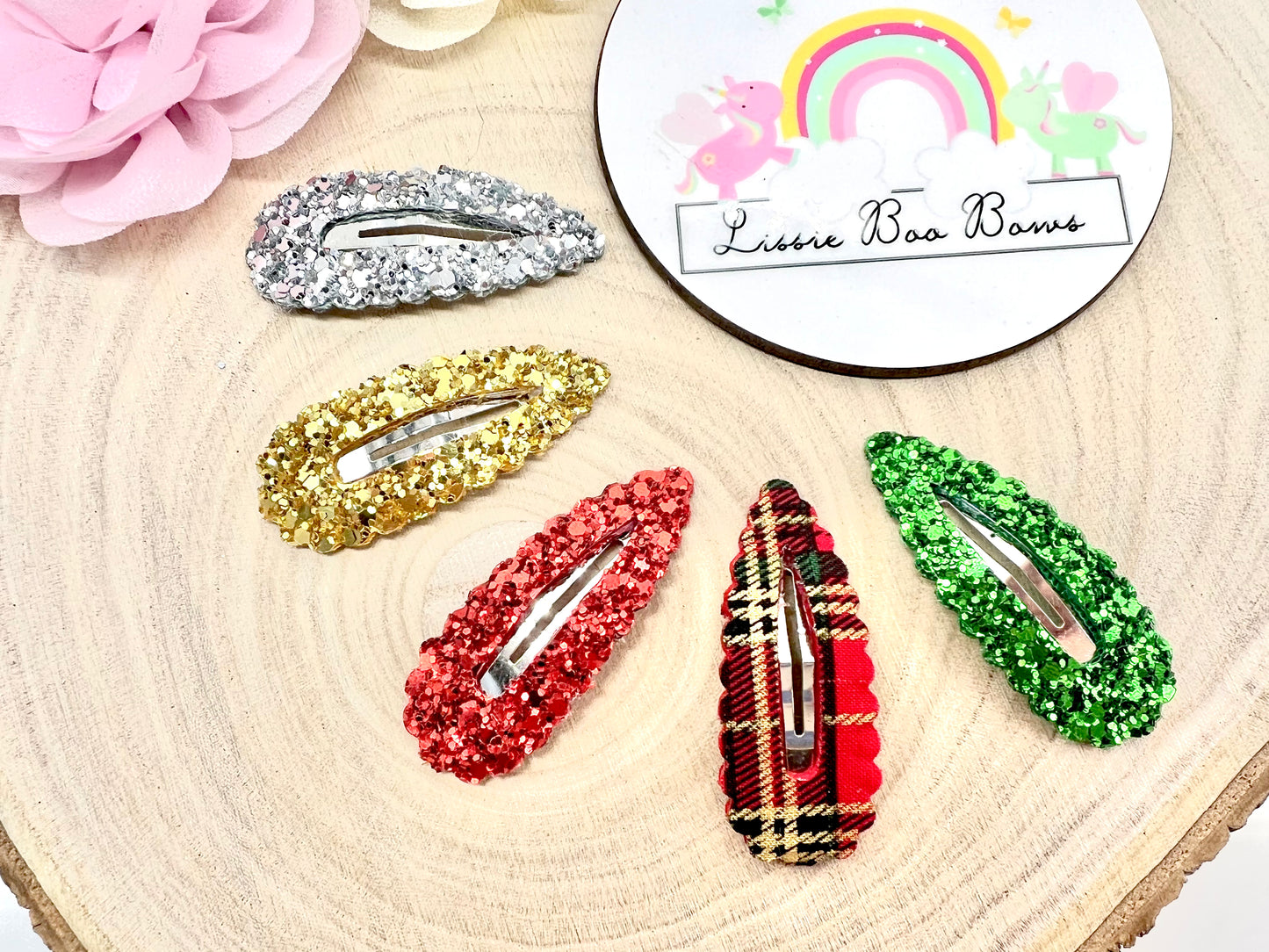 Set of five Christmas hair clips