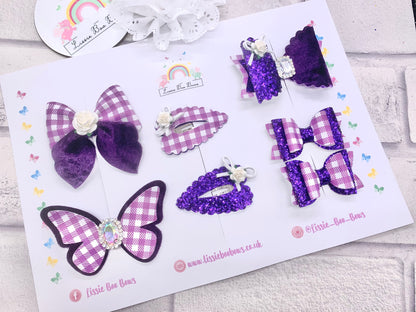 Velvet and Gingham school hair bow set - can also be purchased individually