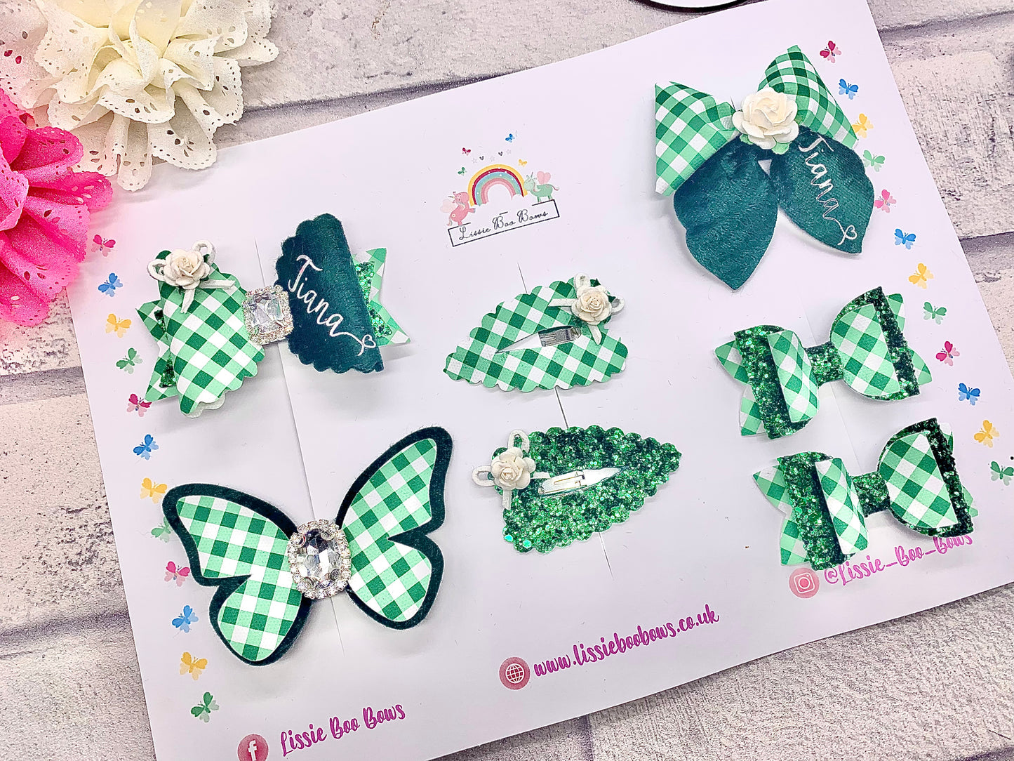 Velvet and Gingham school hair bow set - can also be purchased individually