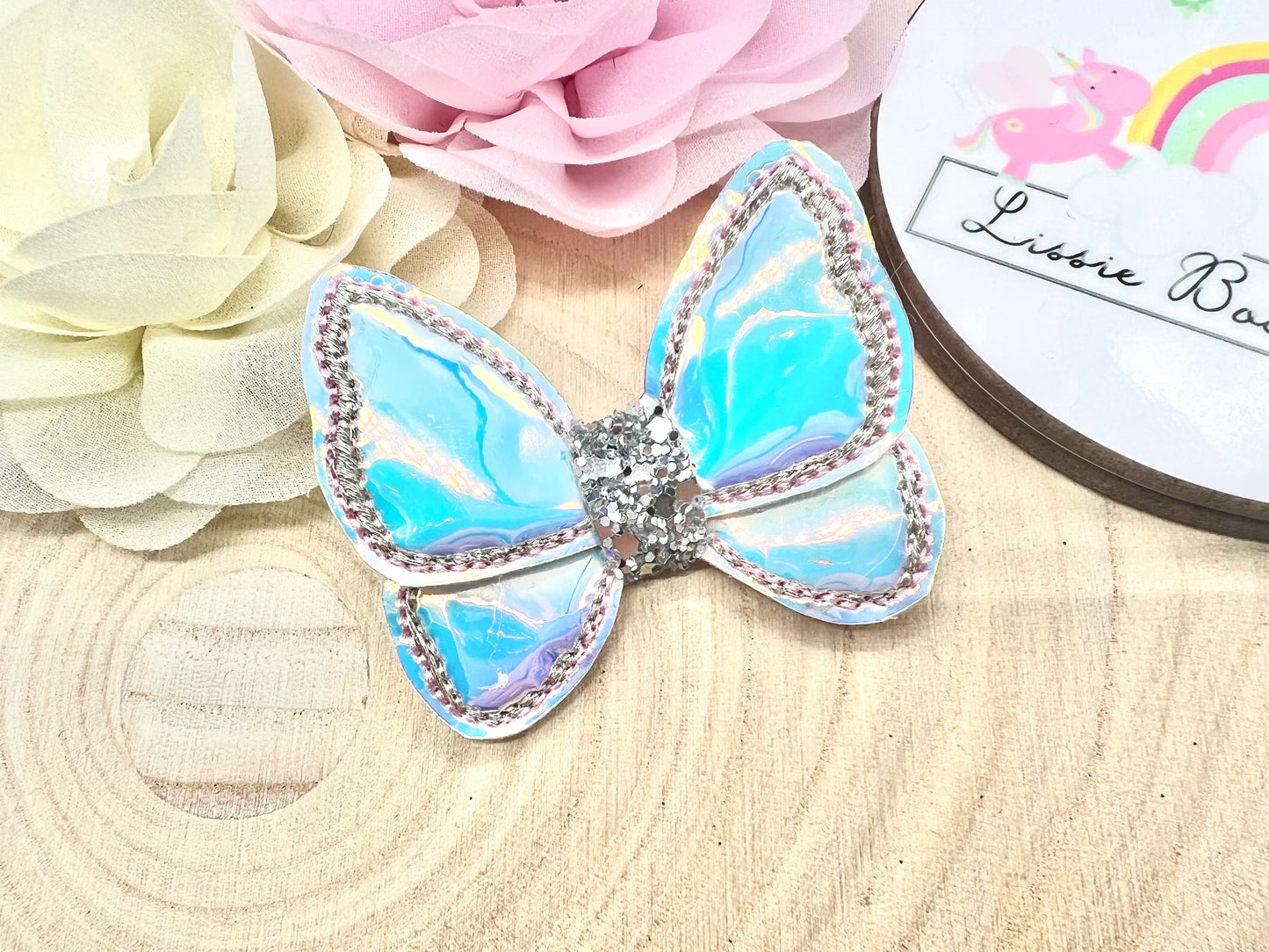 Cute iridescent butterfly hair clip