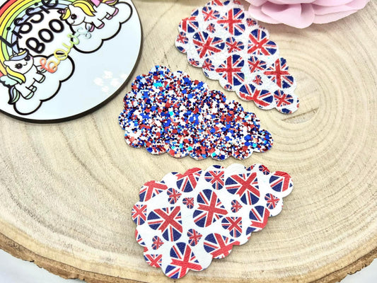 Set of three Union Jack themed hair clips