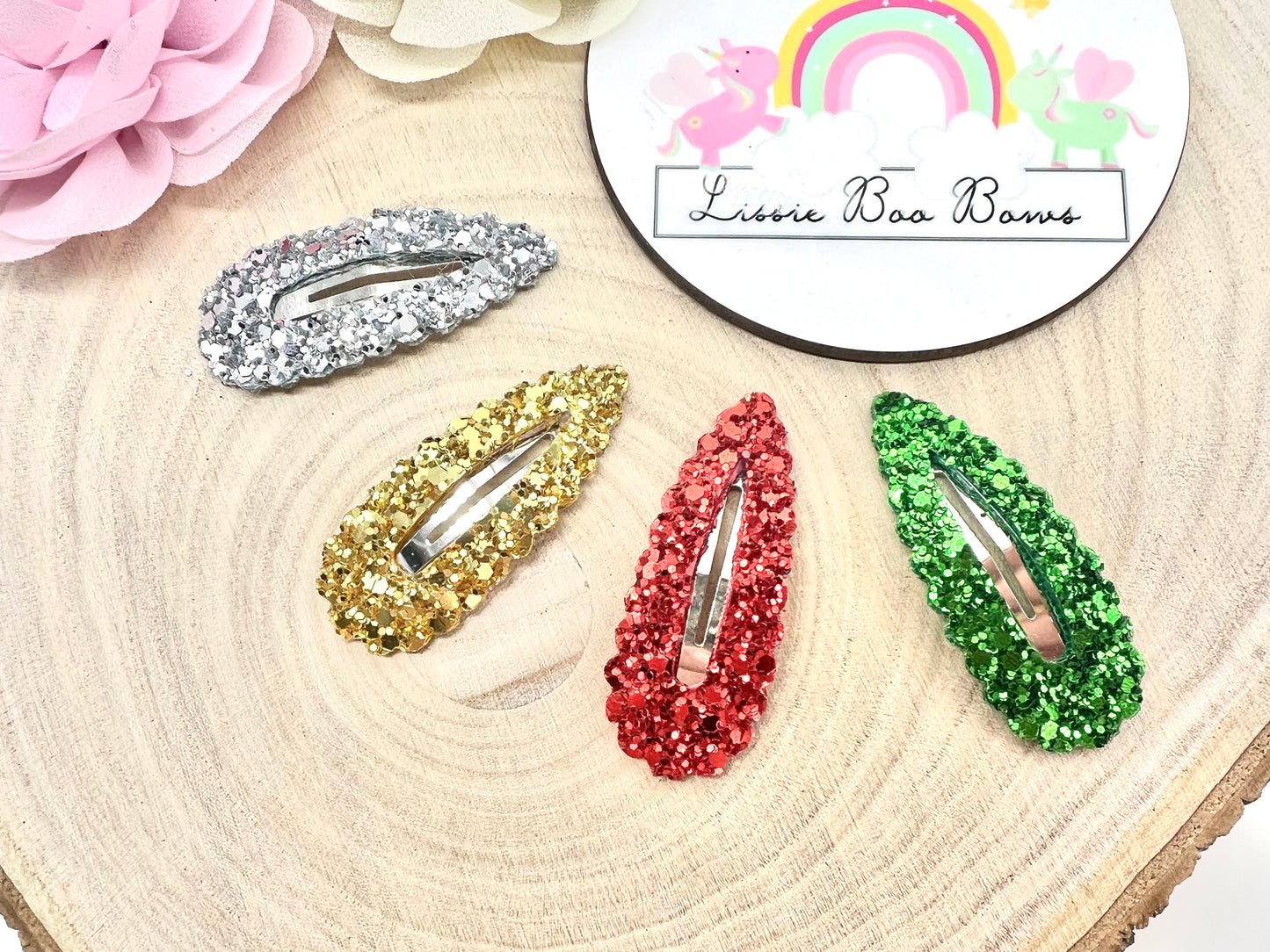 Set of four Christmas hair clips