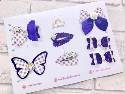 Velvet and Gingham school hair bow set - can also be purchased individually