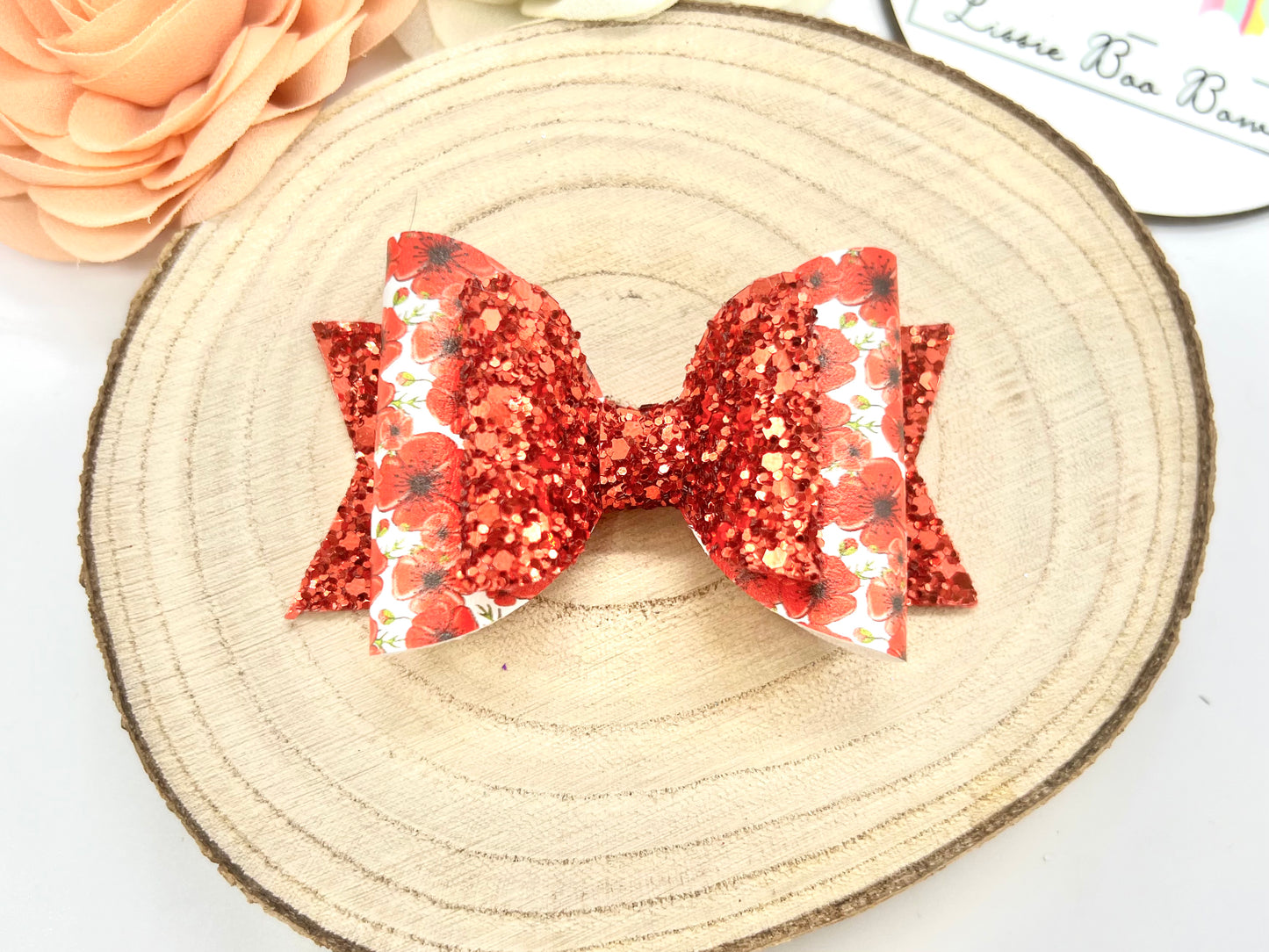 Poppies hair bow 3.5”