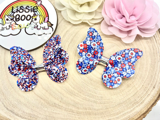 Set of two 3” floral butterfly accessory