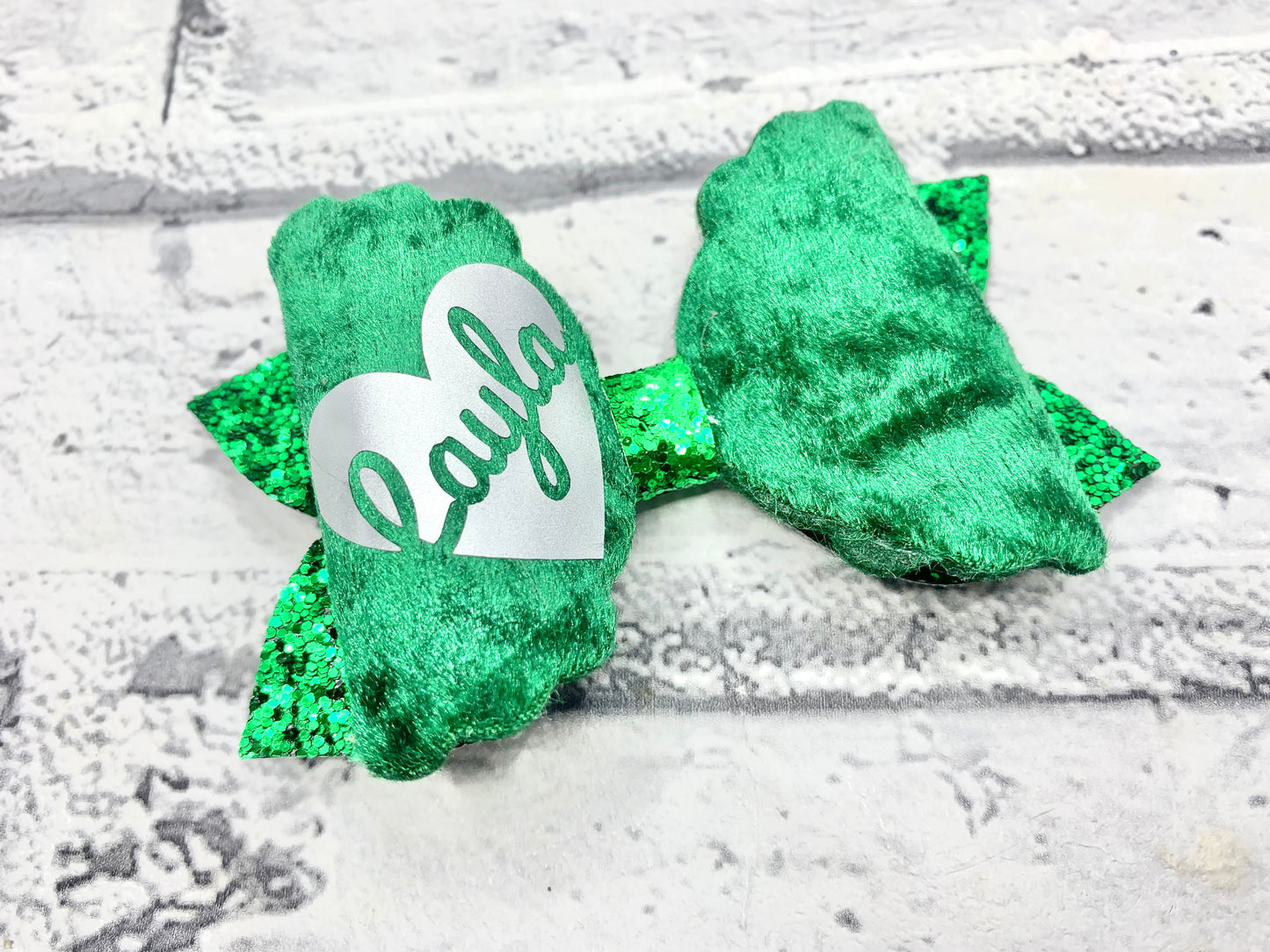 Personalised school velvet bow 4”