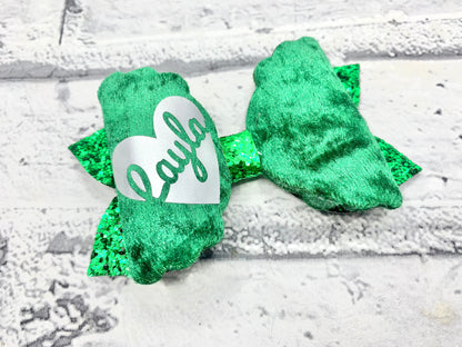 Personalised school velvet bow 4”