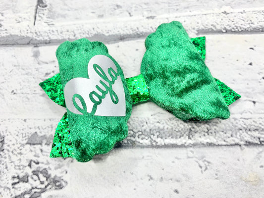 Personalised school velvet bow 4”