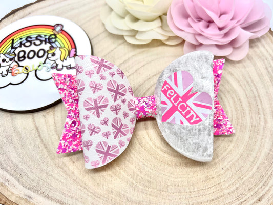 4” Pink Personalised Union Jack hair bow