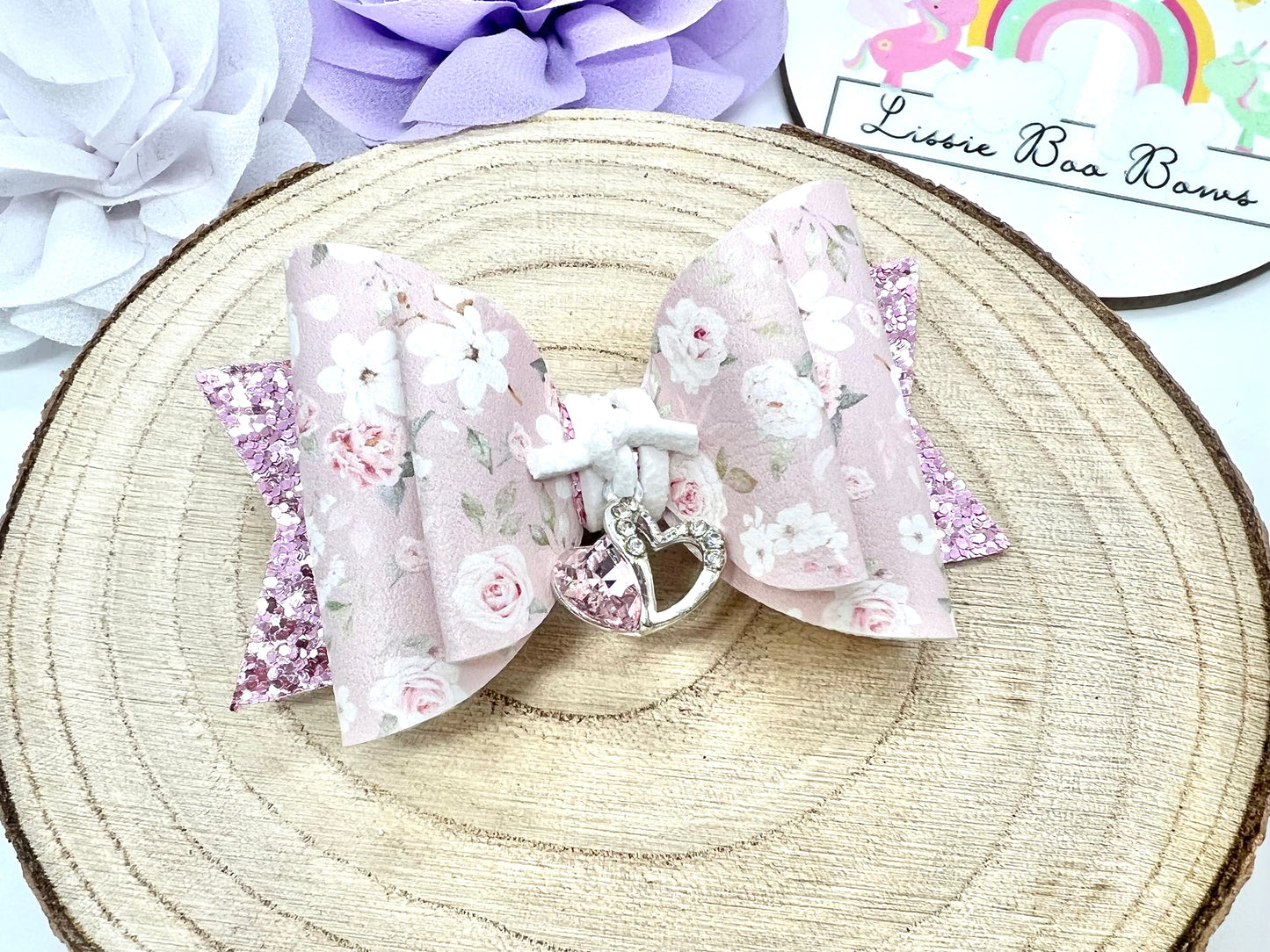 Floral charm bow 3.5”