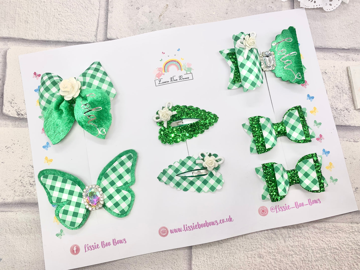 Velvet and Gingham school hair bow set - can also be purchased individually