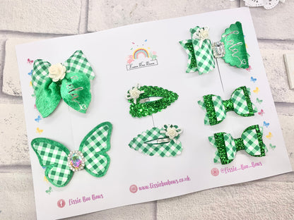 Velvet and Gingham school hair bow set - can also be purchased individually